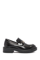 Women's Black Buckle Detailed Masculine Loafer | Derimod