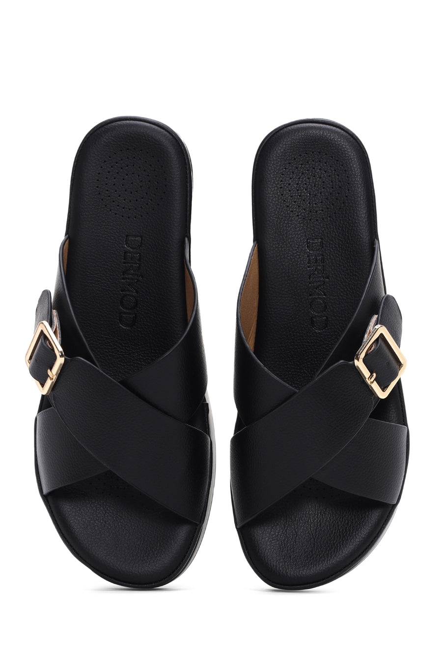 Women's Black Thick Soled Comfort Slippers