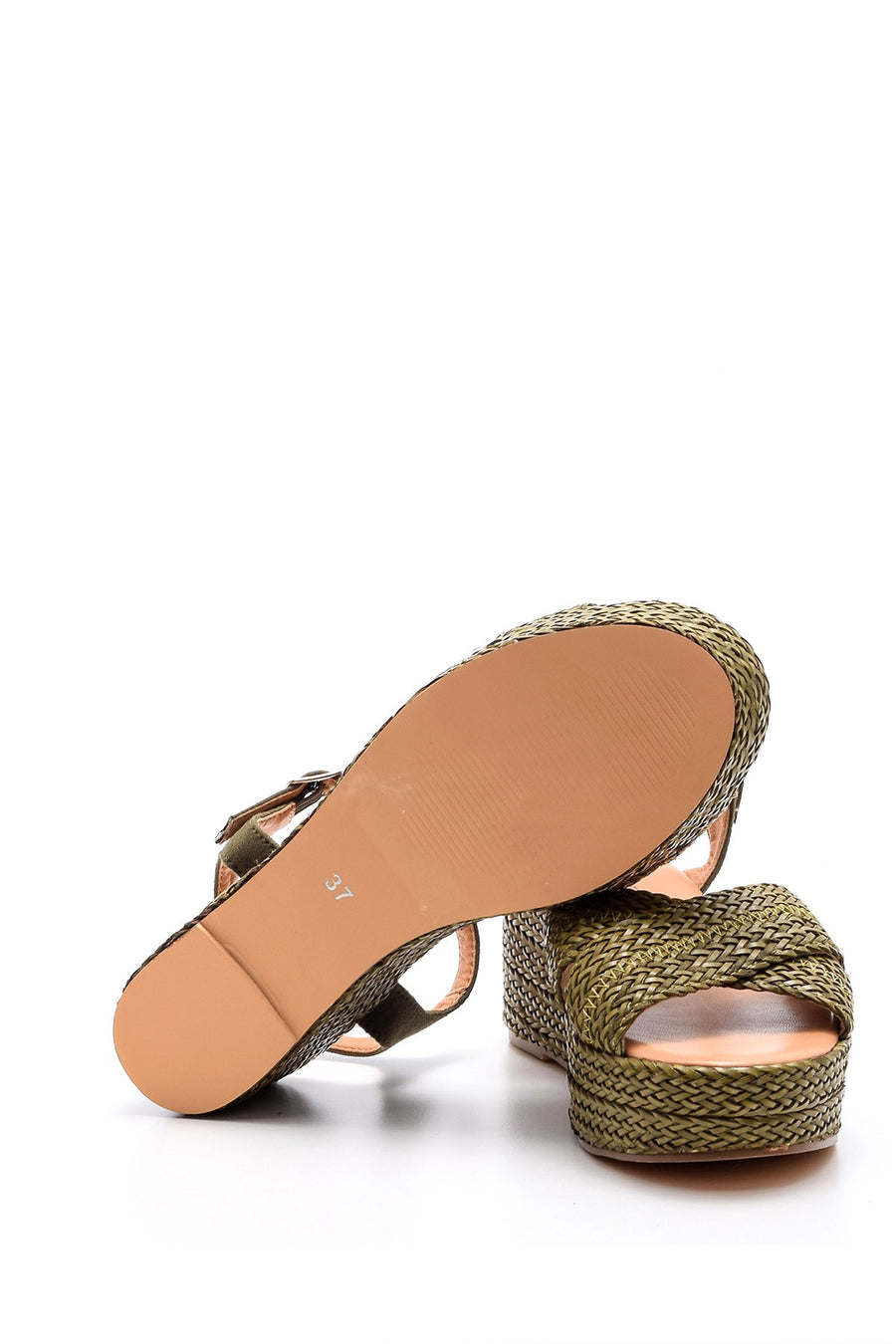 Women's Wedge Heeled Straw Sandals