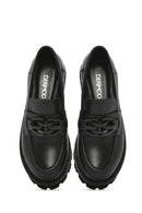 Kadın Siyah Kalın Tabanlı Deri Maskülen Loafer | Derimod
