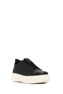 Kadın Siyah Bağcıklı Kalın Tabanlı Deri Sneaker | Derimod