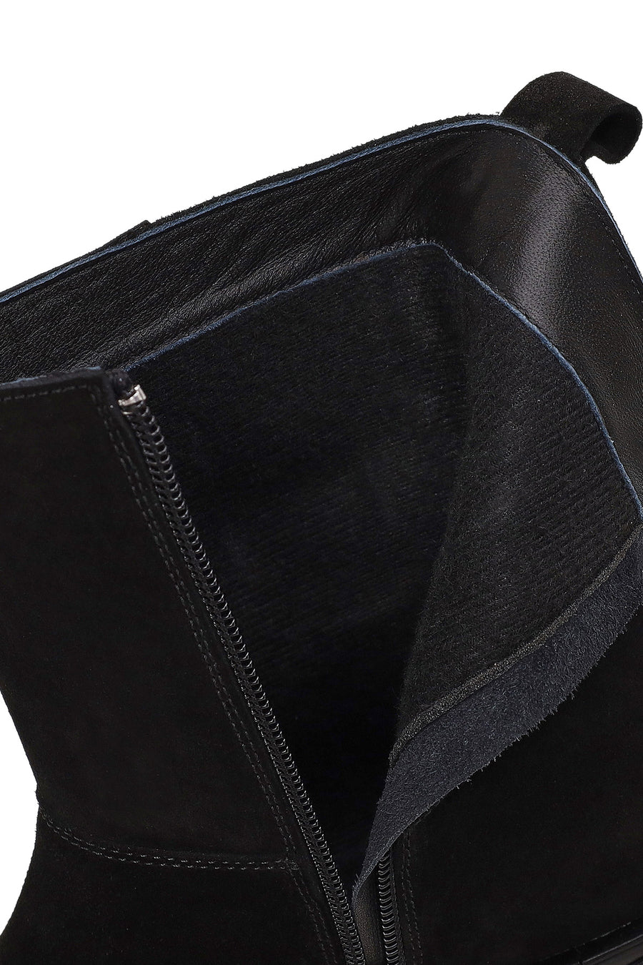 Woman Black Zip Closure Thick-Soled Suede Boots