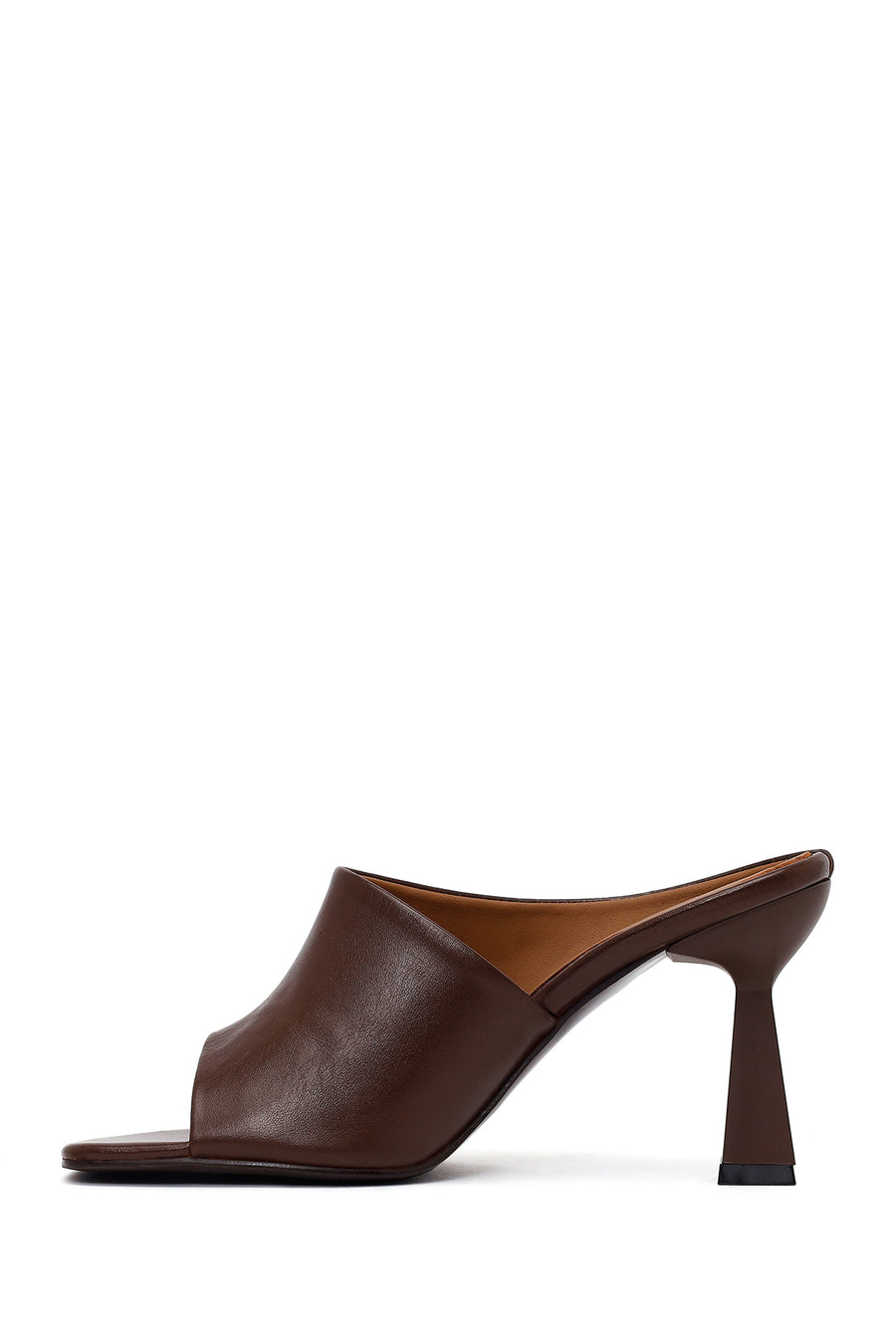 Woman Brown Heeled Leather Slipper