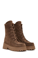 Women's Tan Suede Leather Boots | Derimod