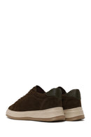 Male Khaki Lace-Up Thick-Soled Suede Leather Sneaker | Derimod