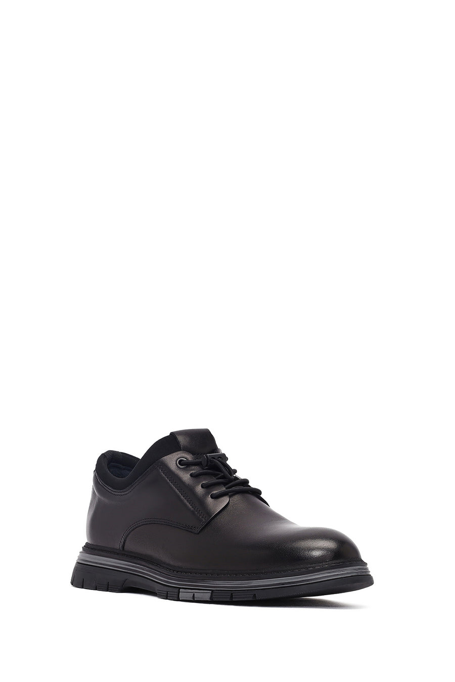 Male Black Lace-up Leather Casual Shoes