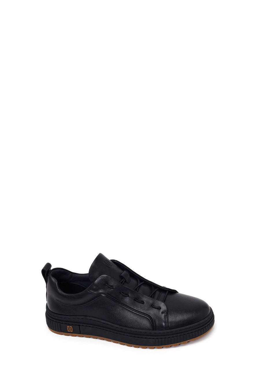 Erkek Siyah Bağcıklı Deri Sneaker