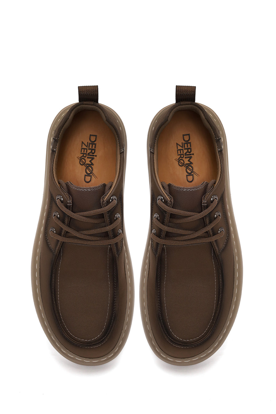Derimod Zero Male Brown Lace-up Thick-soled Fabric Casual Shoes