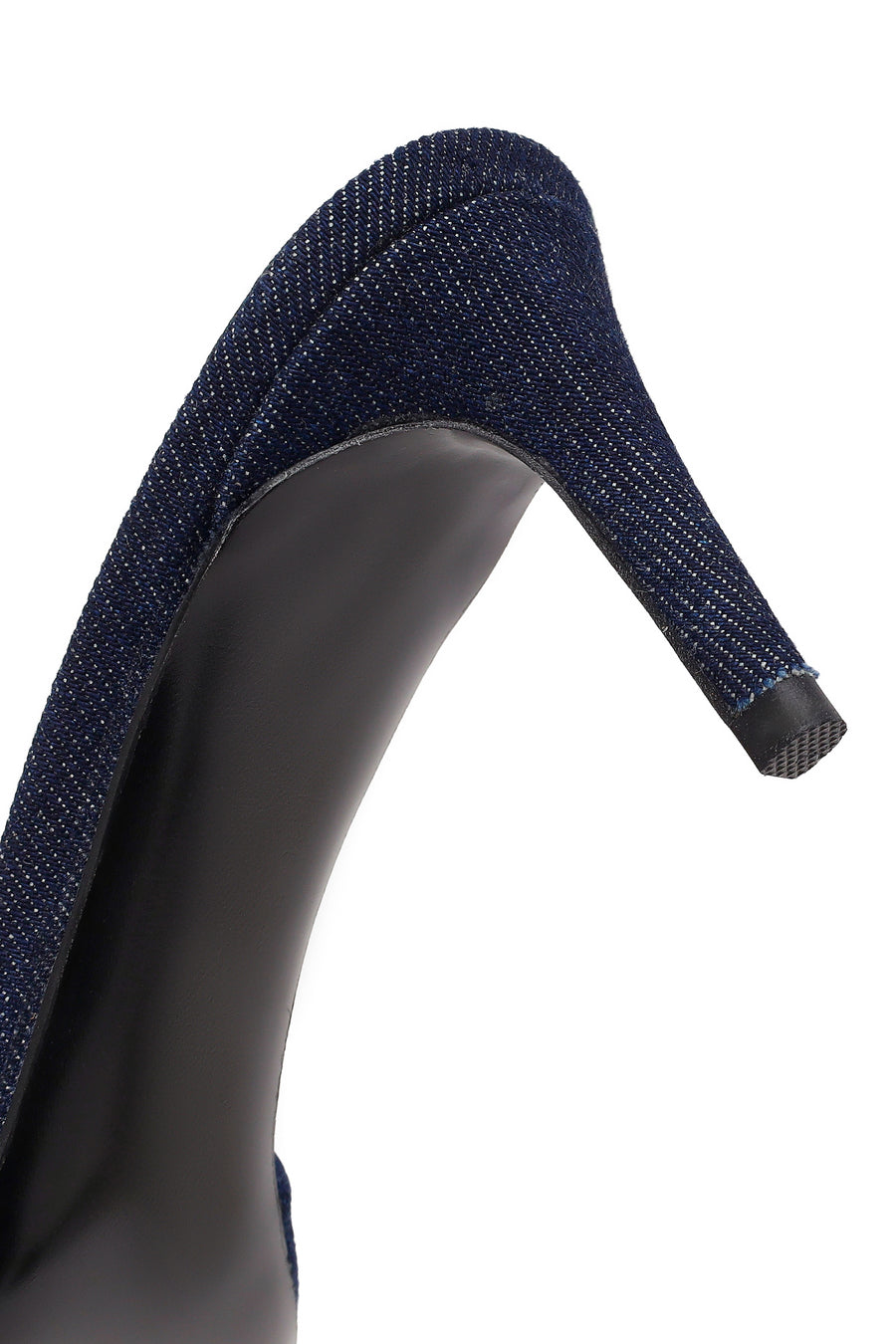 Women's Blue Thin-Heeled Satin Slippers with Rhinestones