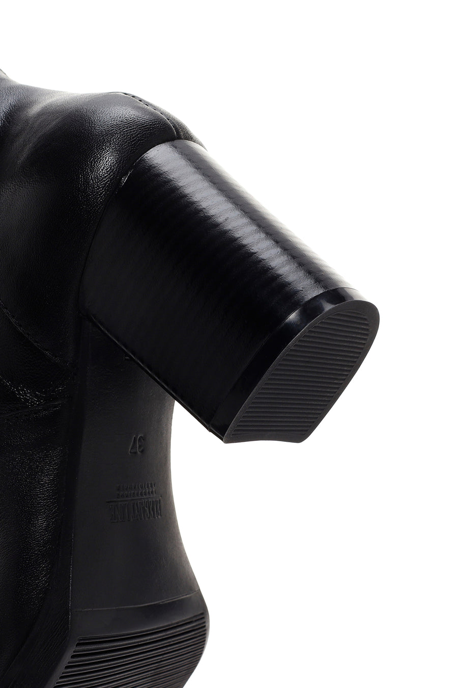 Women's Black Zippered Thick Heel Leather Casual Boots