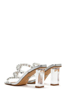 Women's Silver Transparent Thick Heeled Slippers | Derimod