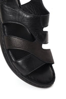 Woman Black Wedge Heel Leather Comfort Sandal | Derimod