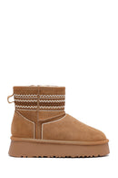 Women's Camel Thick-Soled Suede Leather Teddy Boot | Derimod