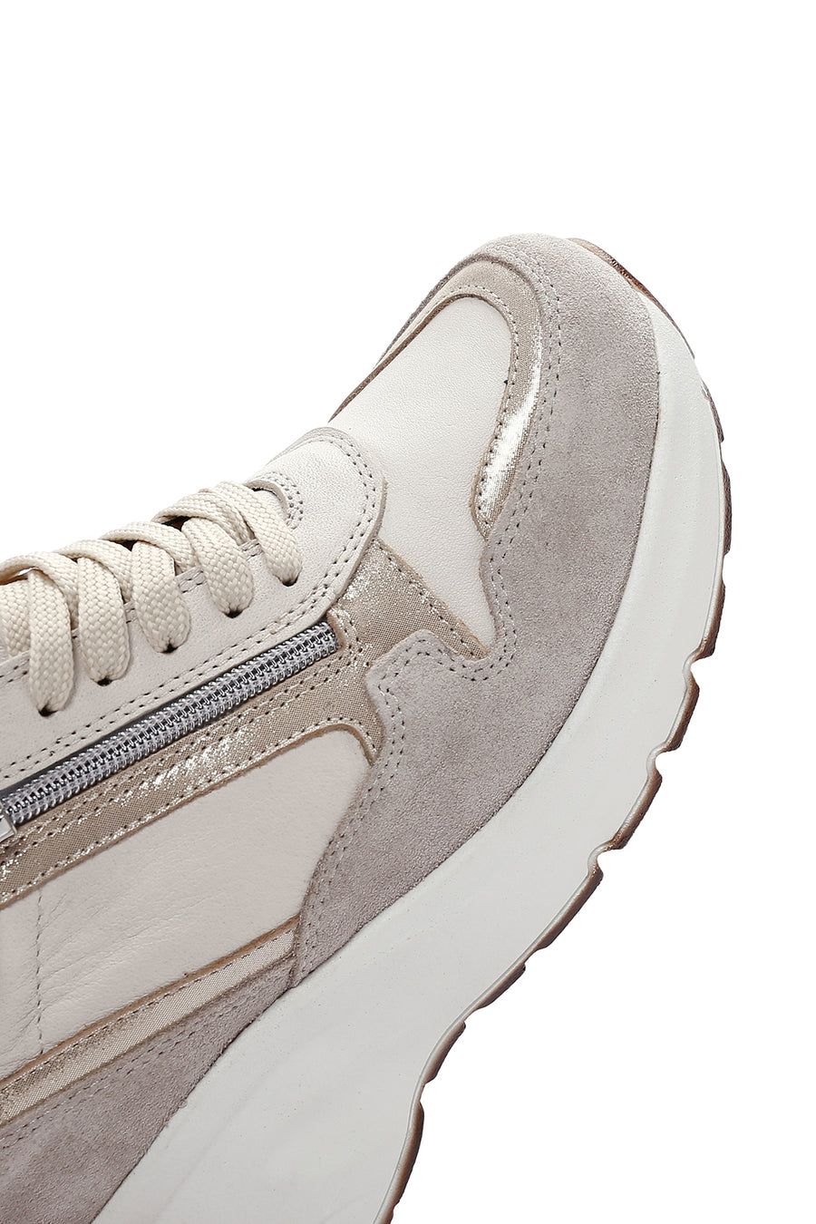 Kadın Bej Deri Kalın Tabanlı Sneaker