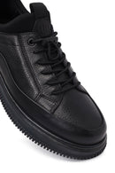 Erkek Siyah Bağcıklı Deri Sneaker | Derimod