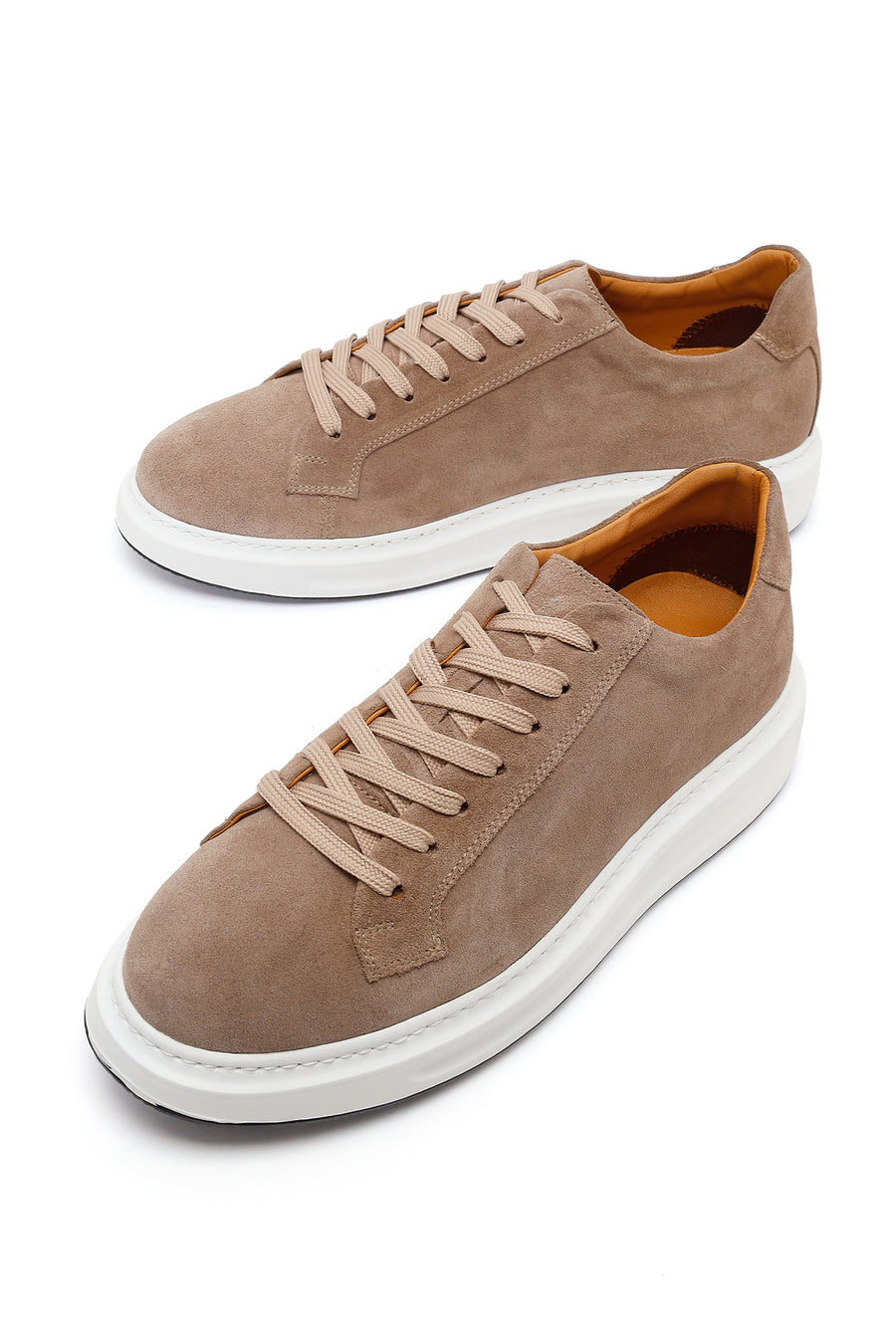 Male Beige Lace-Up Suede Leather Sneaker