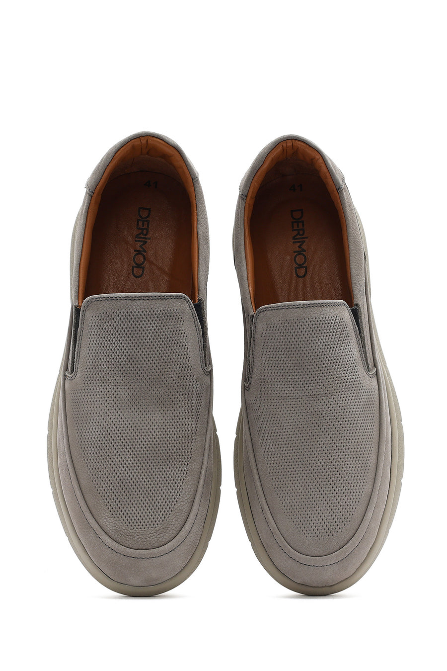 Erkek Gri Nubuk Deri Comfort Loafer