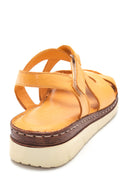 Kadın Sarı Deri Comfort Sandalet | Derimod