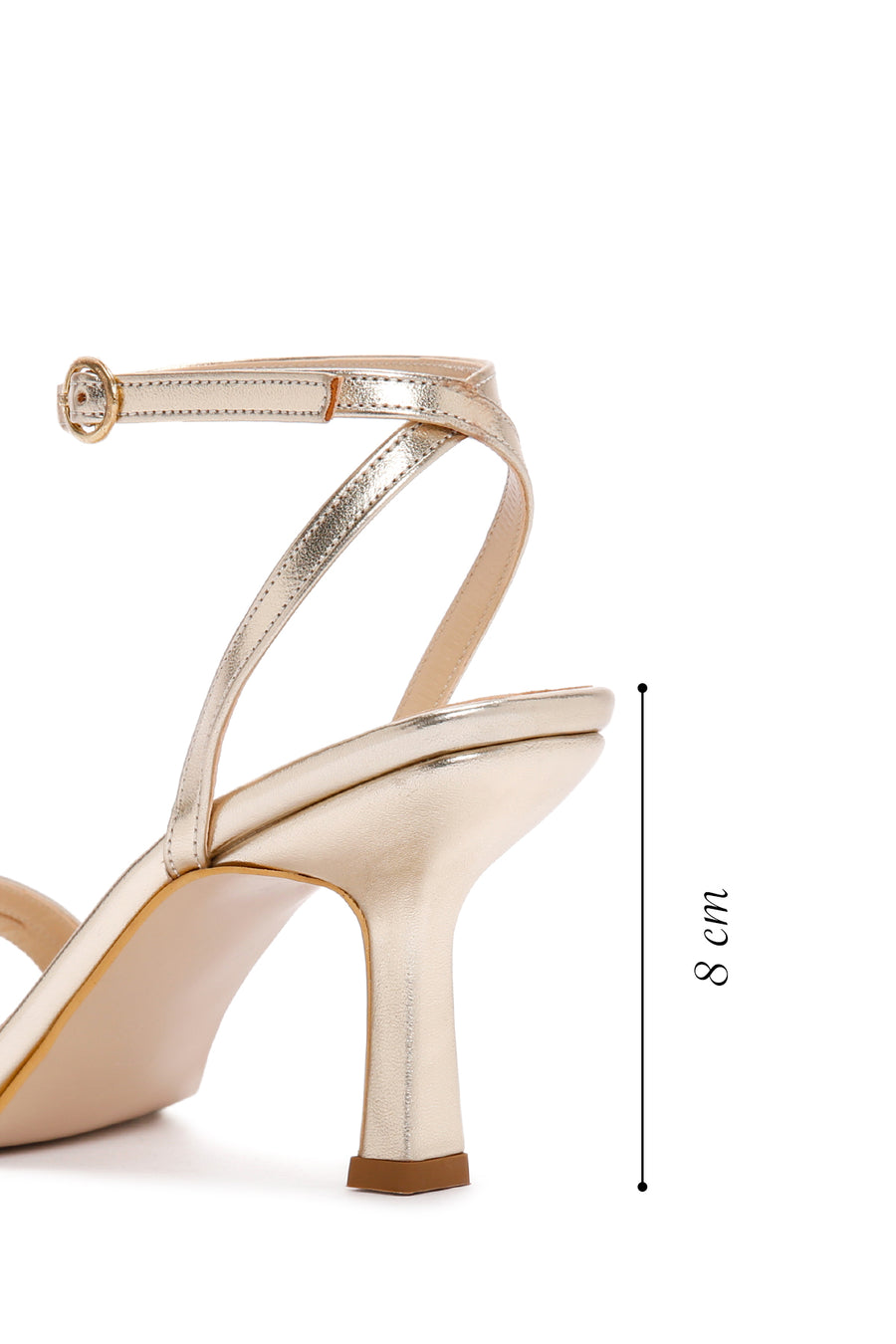 Women's Gold Metallic Ankle Strap Thin Heel Sandals