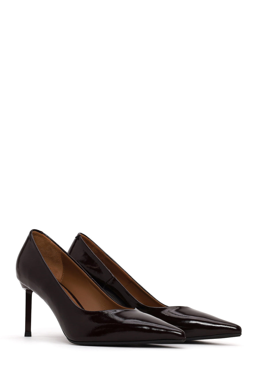 Woman Burgundy Thin-Heeled Patent Leather Leather Stiletto