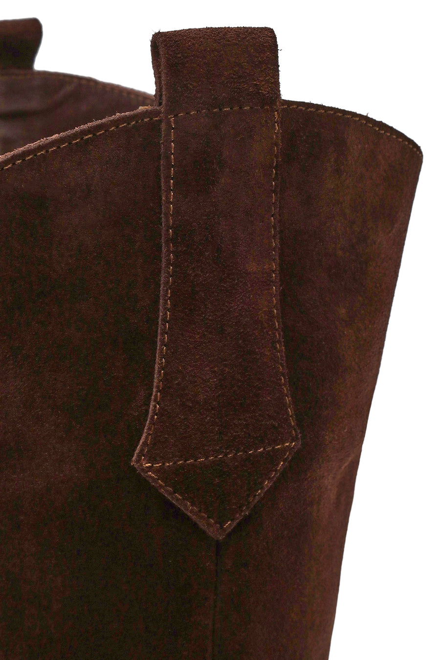 Woman Brown Chunky Heeled Suede Leather Cowboy Boots