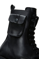 Women's Black Leather Boots with Pocket Detail | Derimod