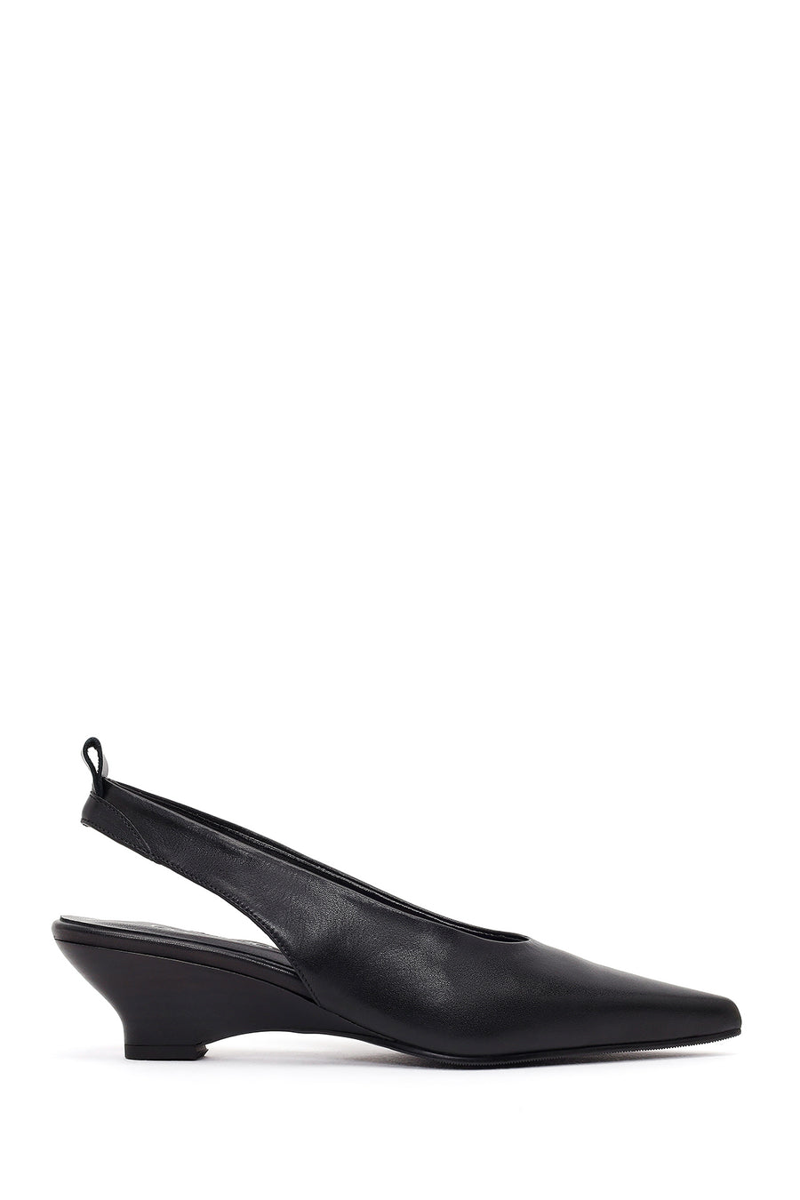 Women's Black Open-Back Heeled Leather Shoes 26PFD202618 | Derimod