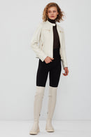 Marlyn Women's Beige Short Leather Jacket | Derimod