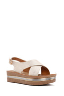 Women's Gold Chunky Sole Metallic Sandals | Derimod