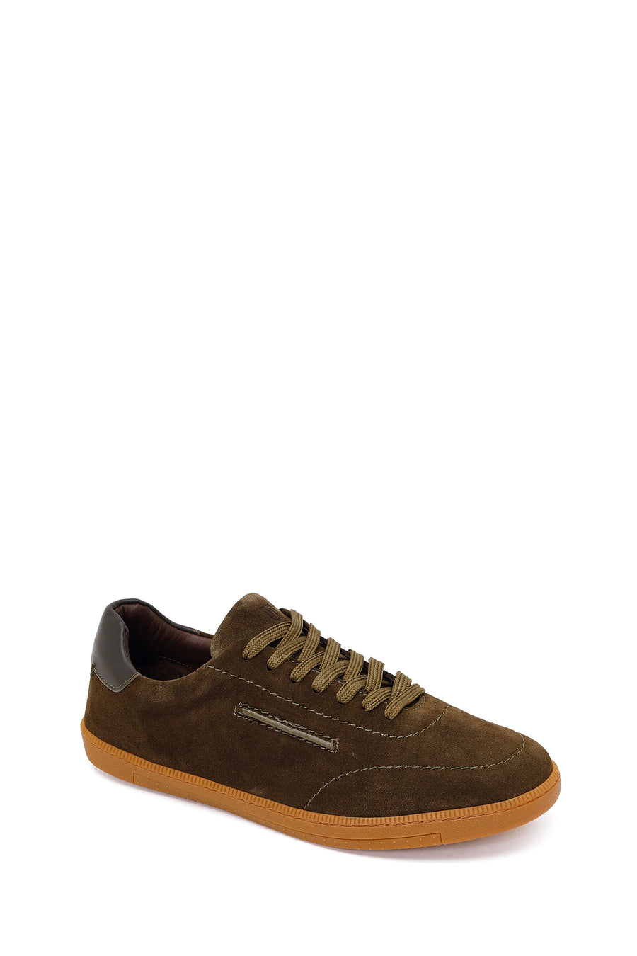 Erkek Haki Bağcıklı Süet Deri Sneaker
