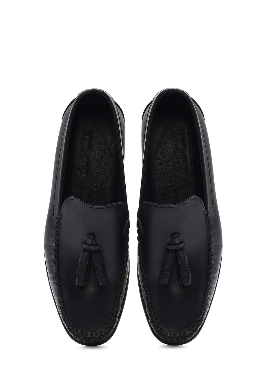 Erkek Siyah Püsküllü Deri Casual Loafer