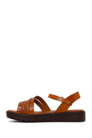 Kadın Taba Bantlı Kalın Tabanlı Örgülü Deri Bodrum Sandalet | Derimod