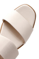 Women's Beige Wedge Heeled Leather Sandals | Derimod