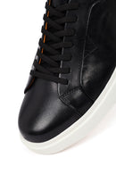 Men's Black Lace-Up Thick-Soled Leather Sneaker | Derimod