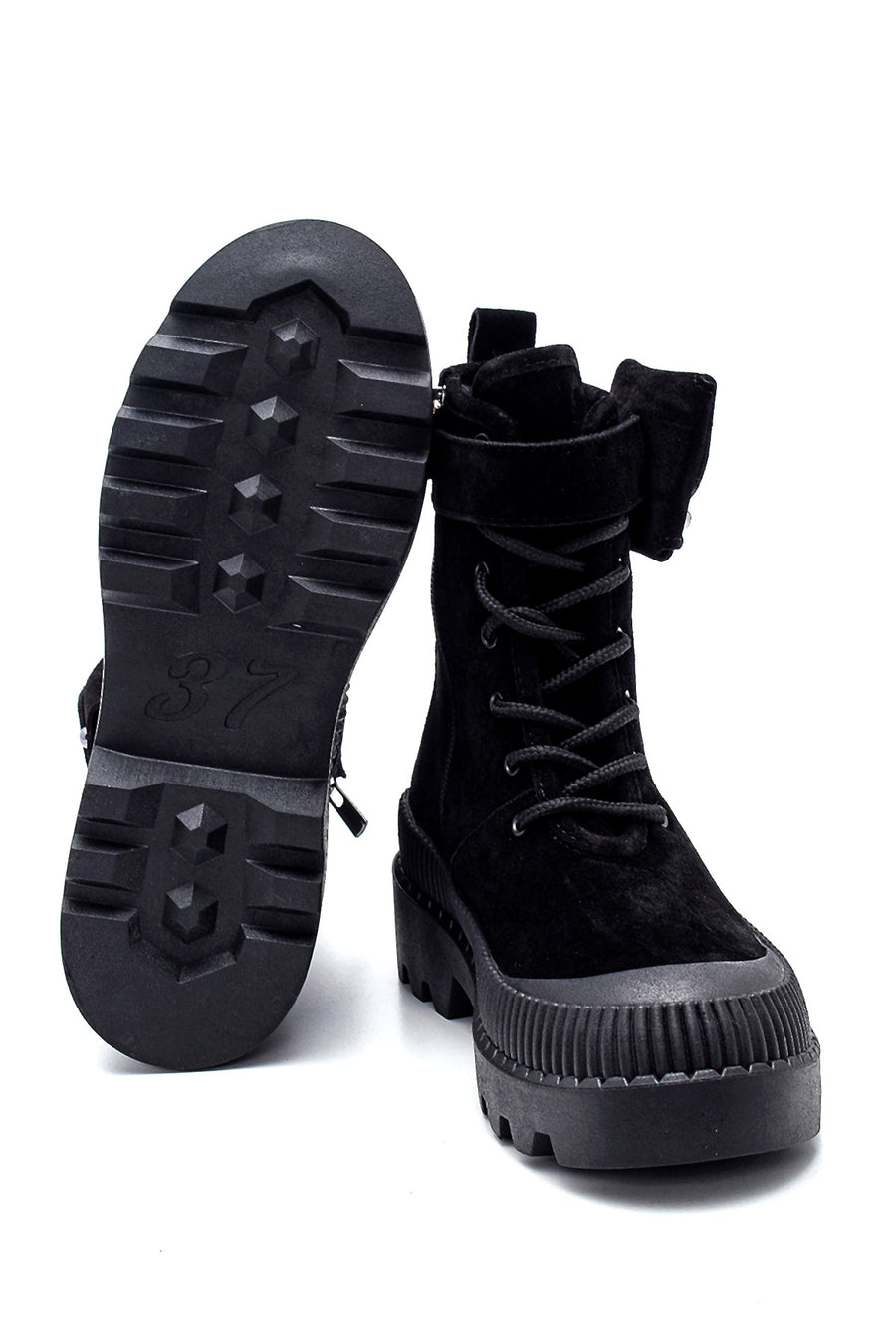 Women's Suede Leather Wallet Detailed Boots