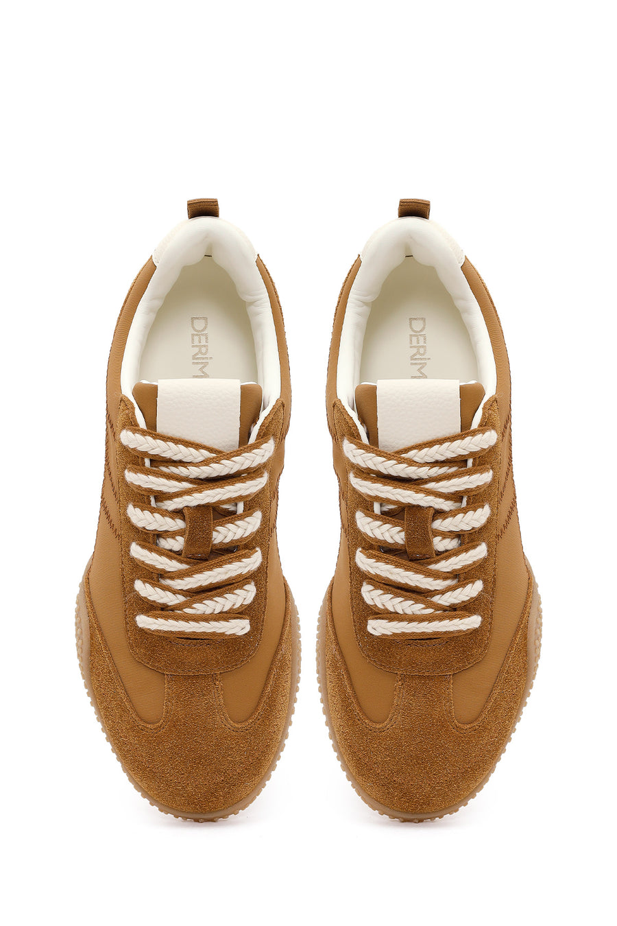 Kadın Taba Bağcıklı Deri Sneaker