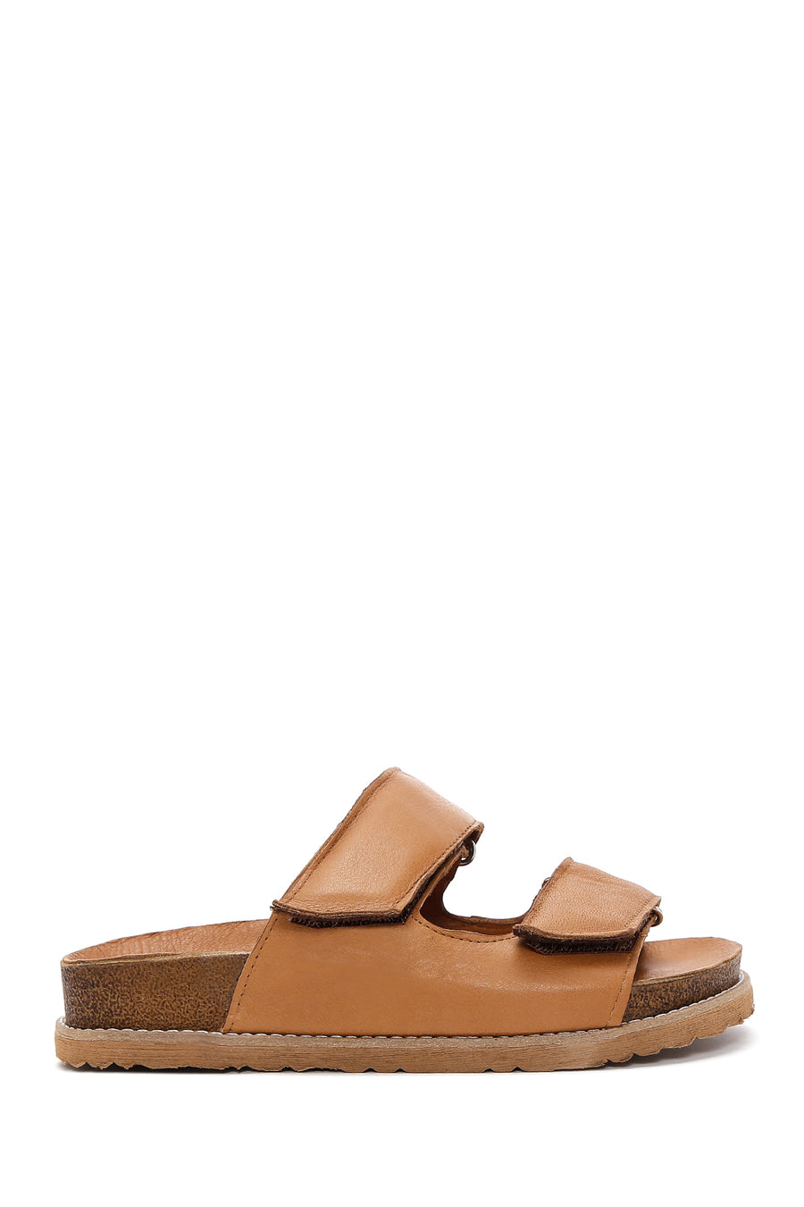 Women's Tan Leather Thick Soled Comfort Slippers 23SFD151018 | Derimod