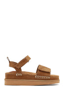 Women's Tan Thick-Soled Suede Sandals | Derimod