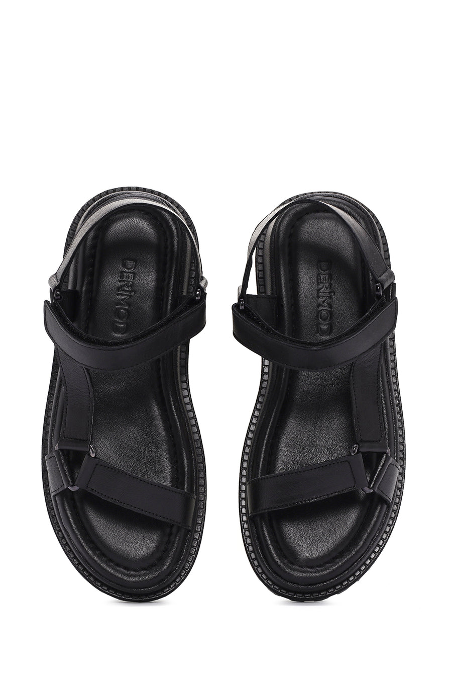 Women's Black Ankle Strap Leather Comfort Sandals