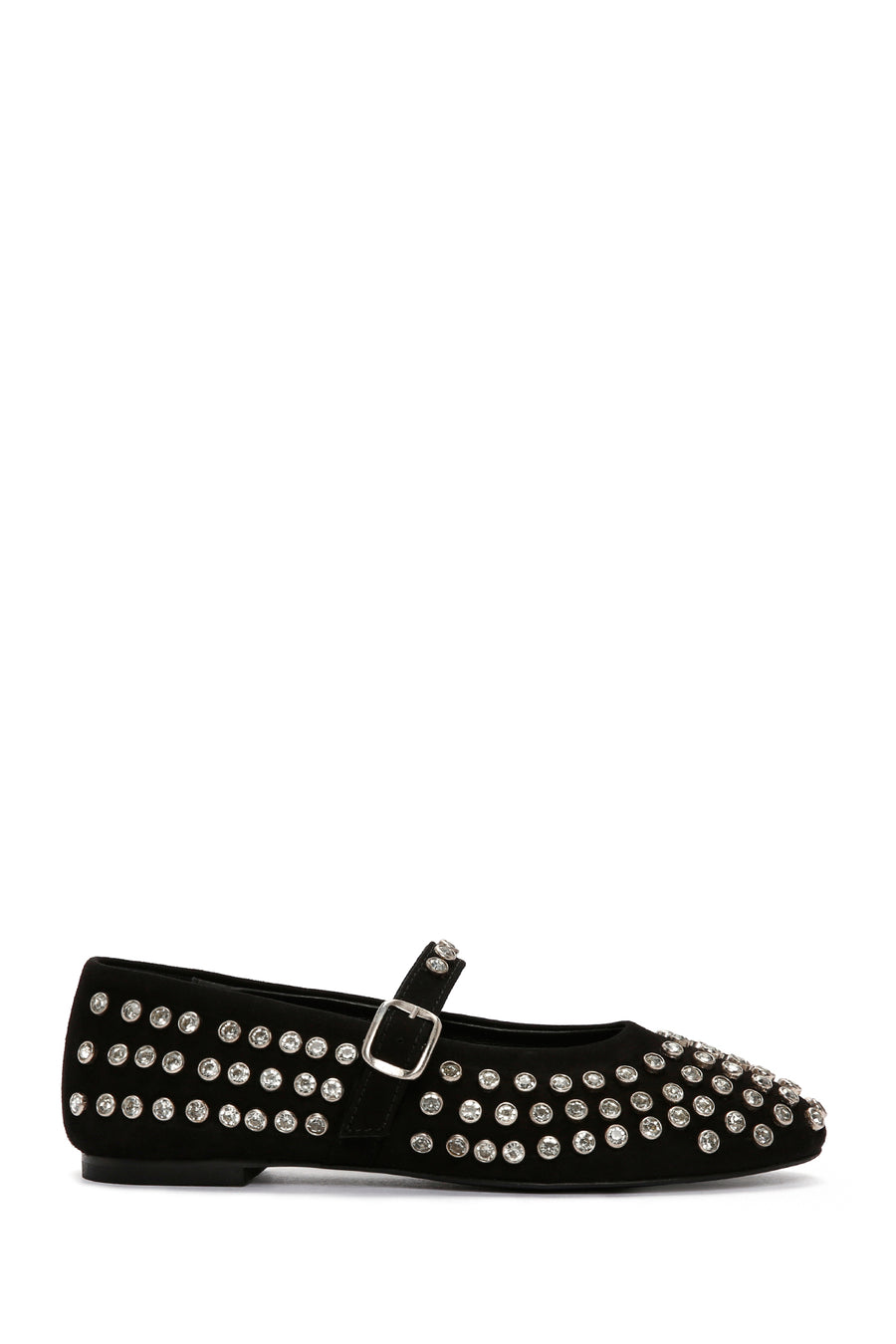 Woman Black Embellished Leather Ballet Flat AF160000DK | Derimod