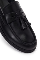 Erkek Siyah Püsküllü Deri Casual Loafer | Derimod