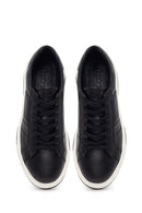 Erkek Siyah Kalın Tabanlı Bağcıklı Deri Sneaker | Derimod