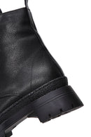 Women's Black Leather Zipper Boots | Derimod