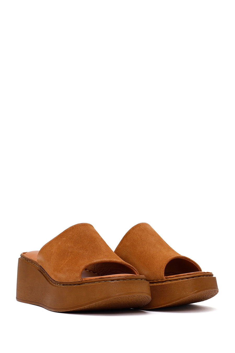 Woman Dark Dusty Pink Wedge Heel Suede Slipper