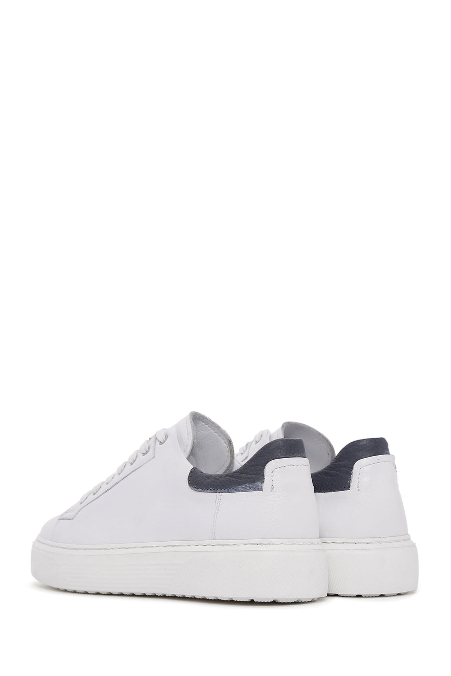 Erkek Beyaz Bağcıklı Deri Sneaker