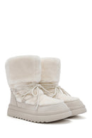 Women's White Fur Detailed Leather Boots | Derimod