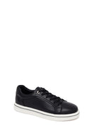 Erkek Siyah Bağcıklı Deri Sneaker | Derimod