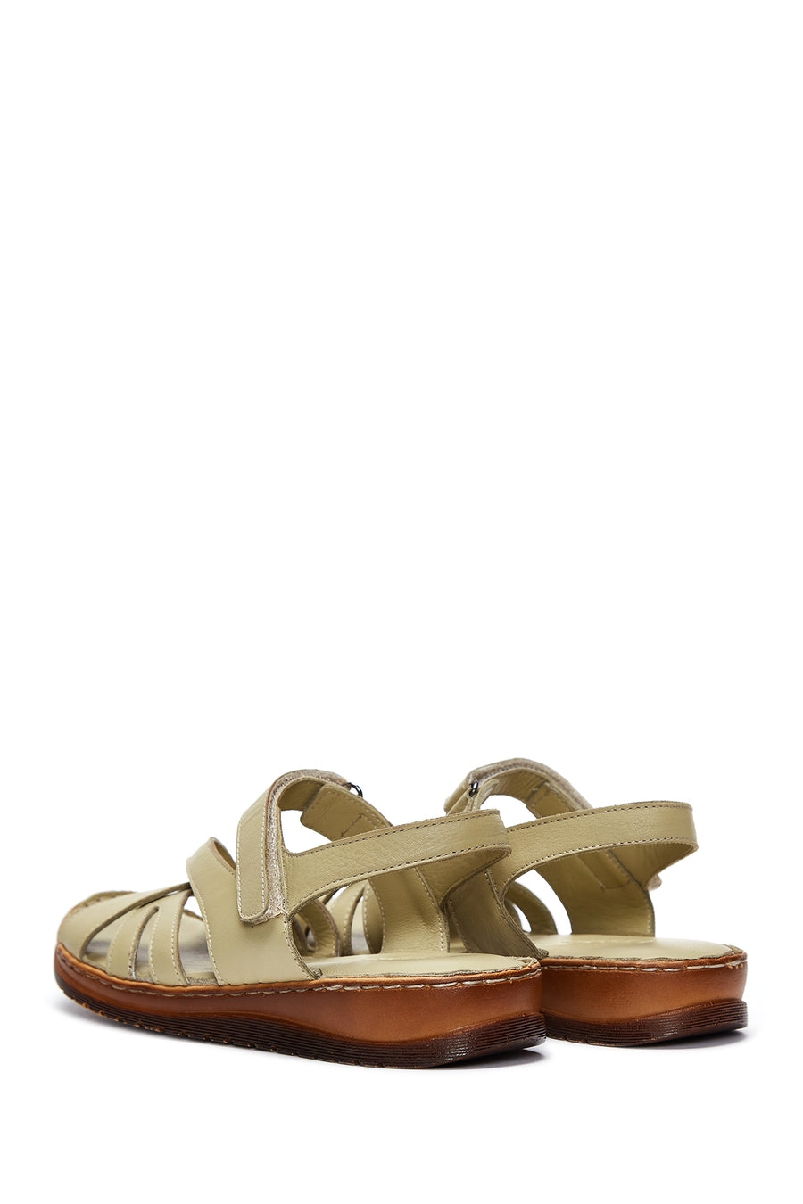 Women's Green Leather Comfort Sandals