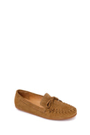 Woman Tan Suede Loafer | Derimod