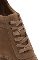 Erkek Bej Bağcıklı Nubuk Deri Sneaker | Derimod